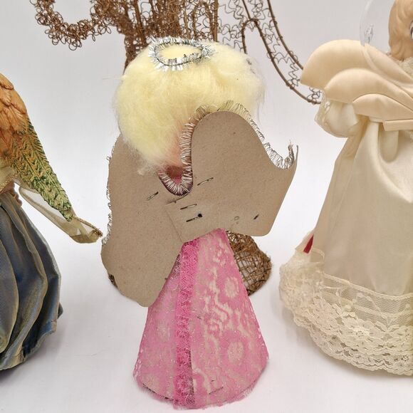 Vintage Angel Tree Toppers  Mixed Lot Of 4 Porcelain, Wire, Paper, Resin, Fabric - Picture 11 of 16